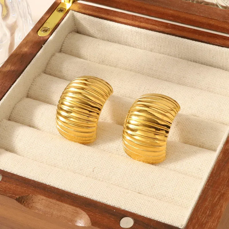Ribbed Dome Studs – 18K Gold Plated & Waterproof