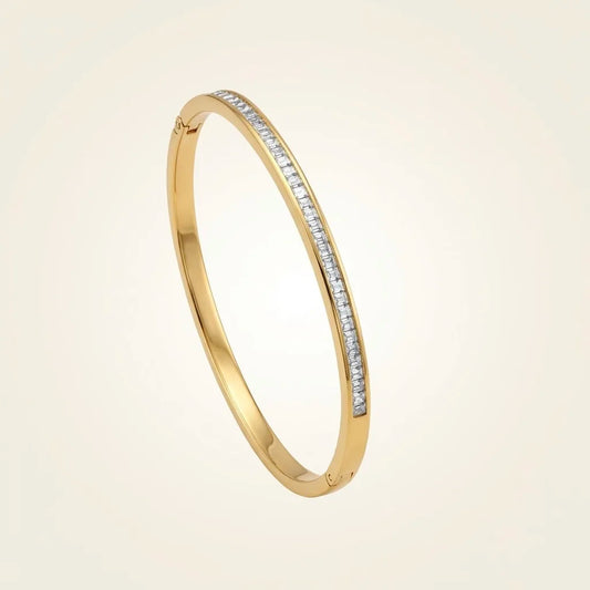 18Kt Gold Plated Cubic Zirconia Open Bangle