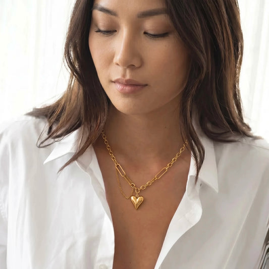 18Kt Gold Plated Modern Heart Pendant Necklace