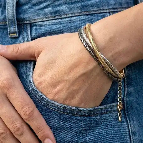18KT Gold Plated Dual-Tone Snake Chain Bracelet