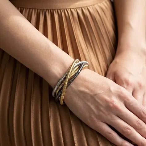 18KT Gold Plated Dual-Tone Snake Chain Bracelet