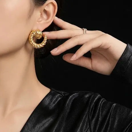 18KT Gold Plated Twisted Luxe Earrings