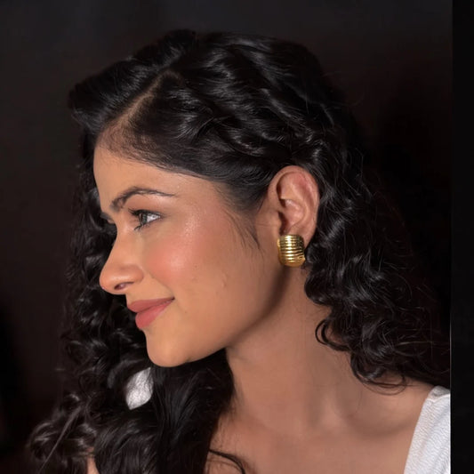 18KT Gold Plated Ribbed Dome Studs