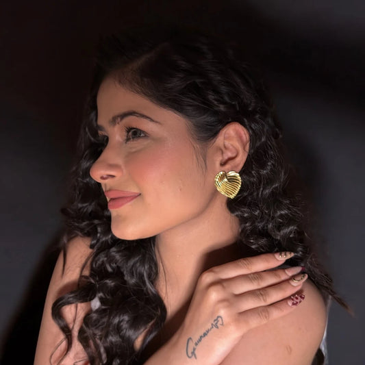 18KT Gold Plated Heart Studs