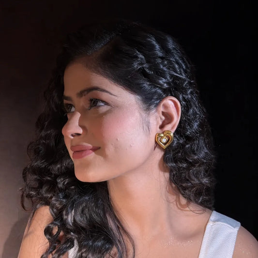 18KT Gold Plated Bold Love Drop Earrings – Anti-Tarnish Romance Look