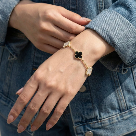 18KT Gold Plated Elegance Reversible Clover Bracelet