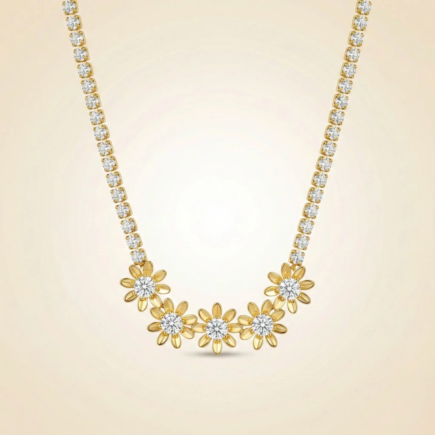 18Kt Gold Plated CZ Blossom Necklace