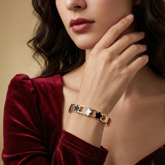 18Kt Gold Plated Luxe Clover Statement Bracelet