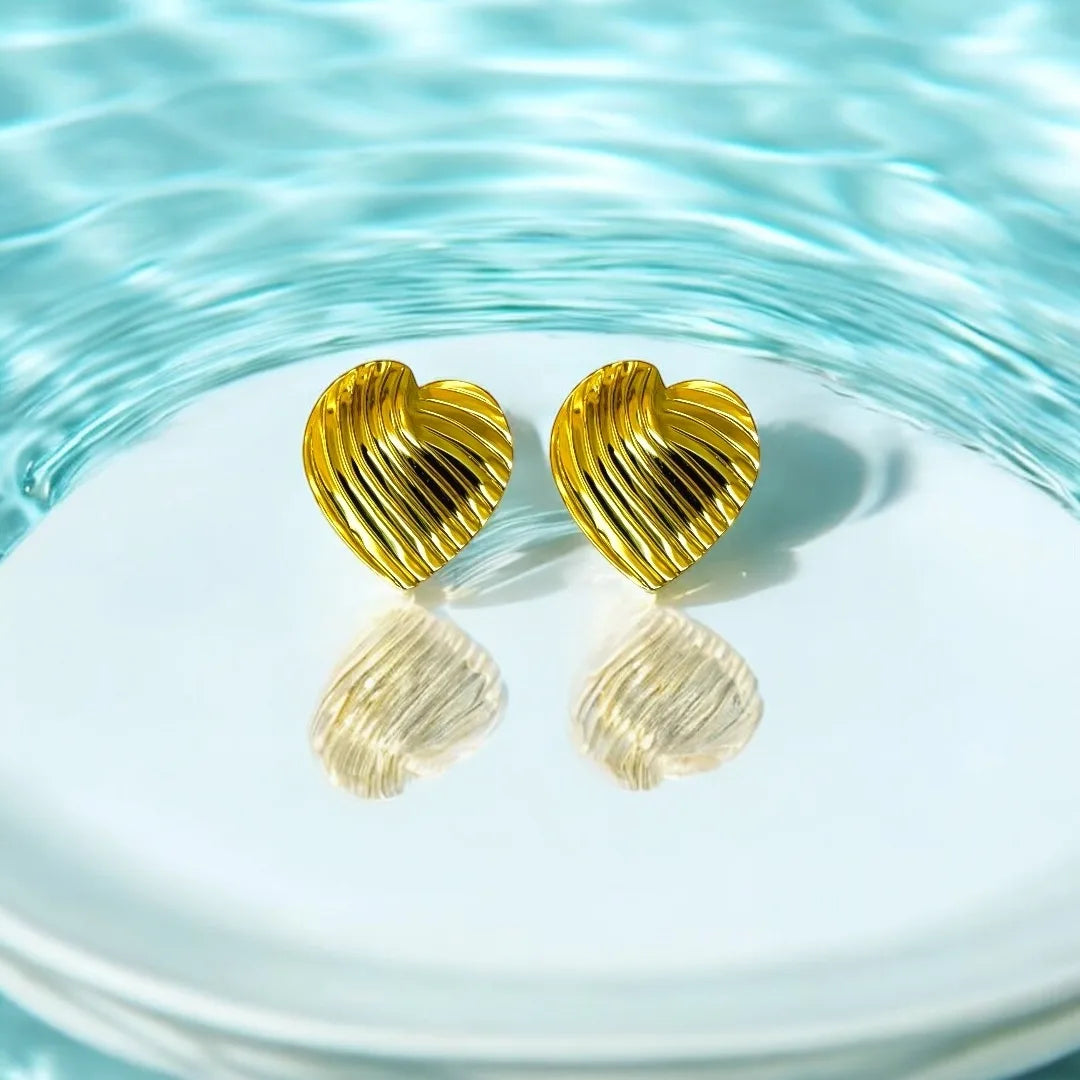 18K Gold Plated Anti-Tarnish Heart Studs