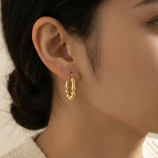 18KT Gold Plated Chunky Bead Hoops