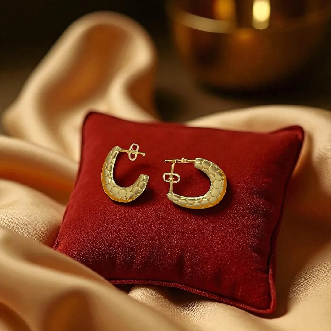 18KT Gold Plated Honeycomb Luxe Hoops