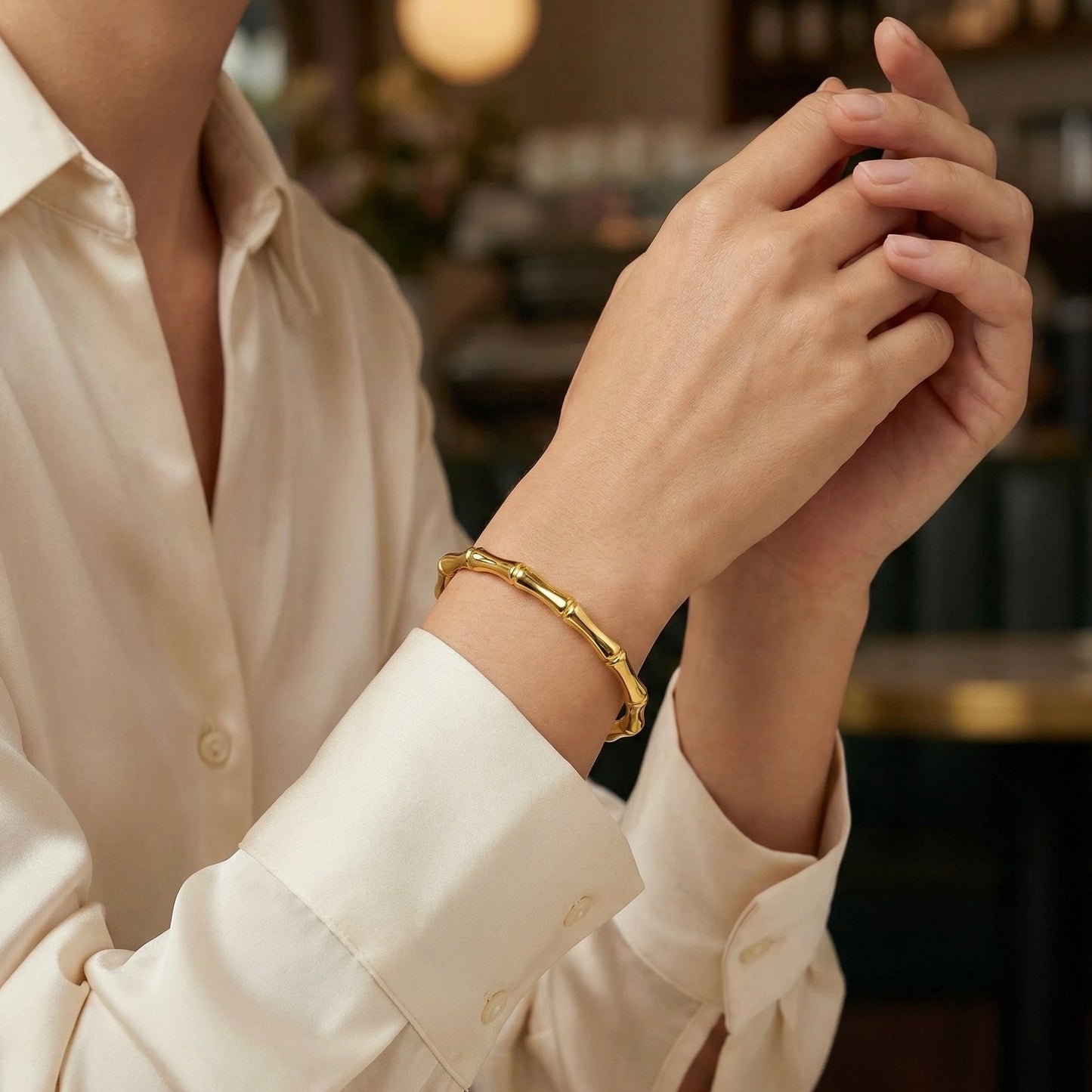 18KT Gold Plated Everyday Textured Bangle Bracelet