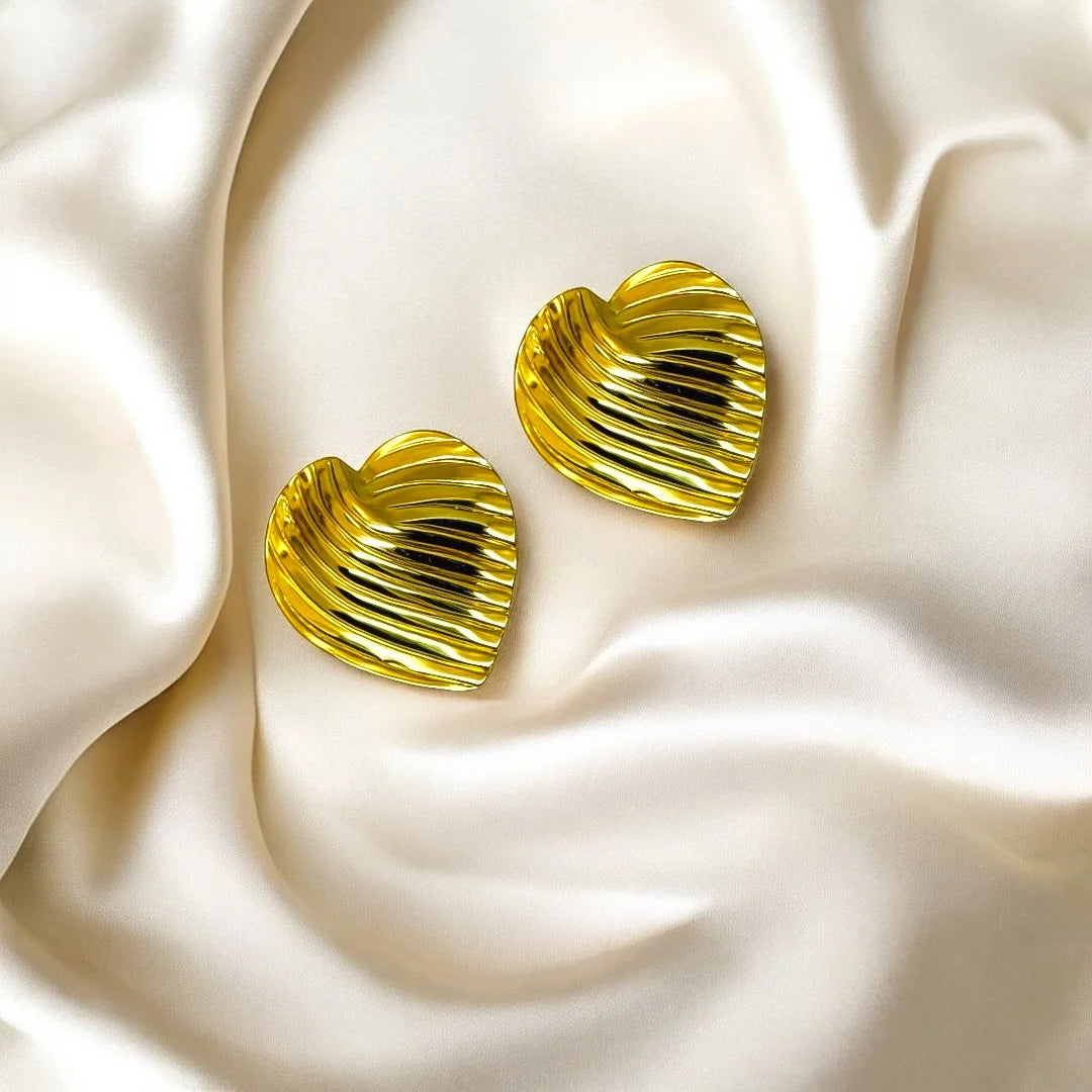 18K Gold Plated Anti-Tarnish Heart Studs