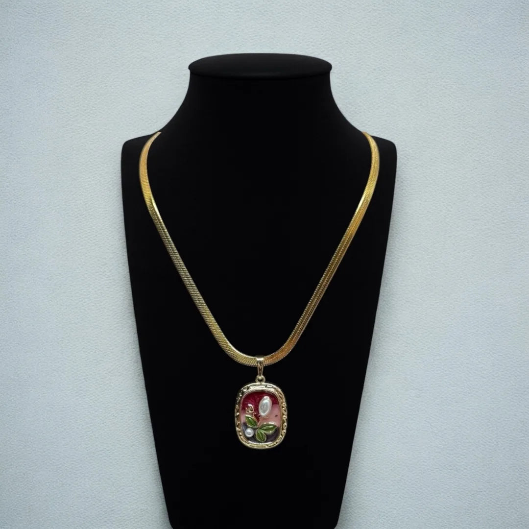 Blossom Charm Enamel Pendant Necklace