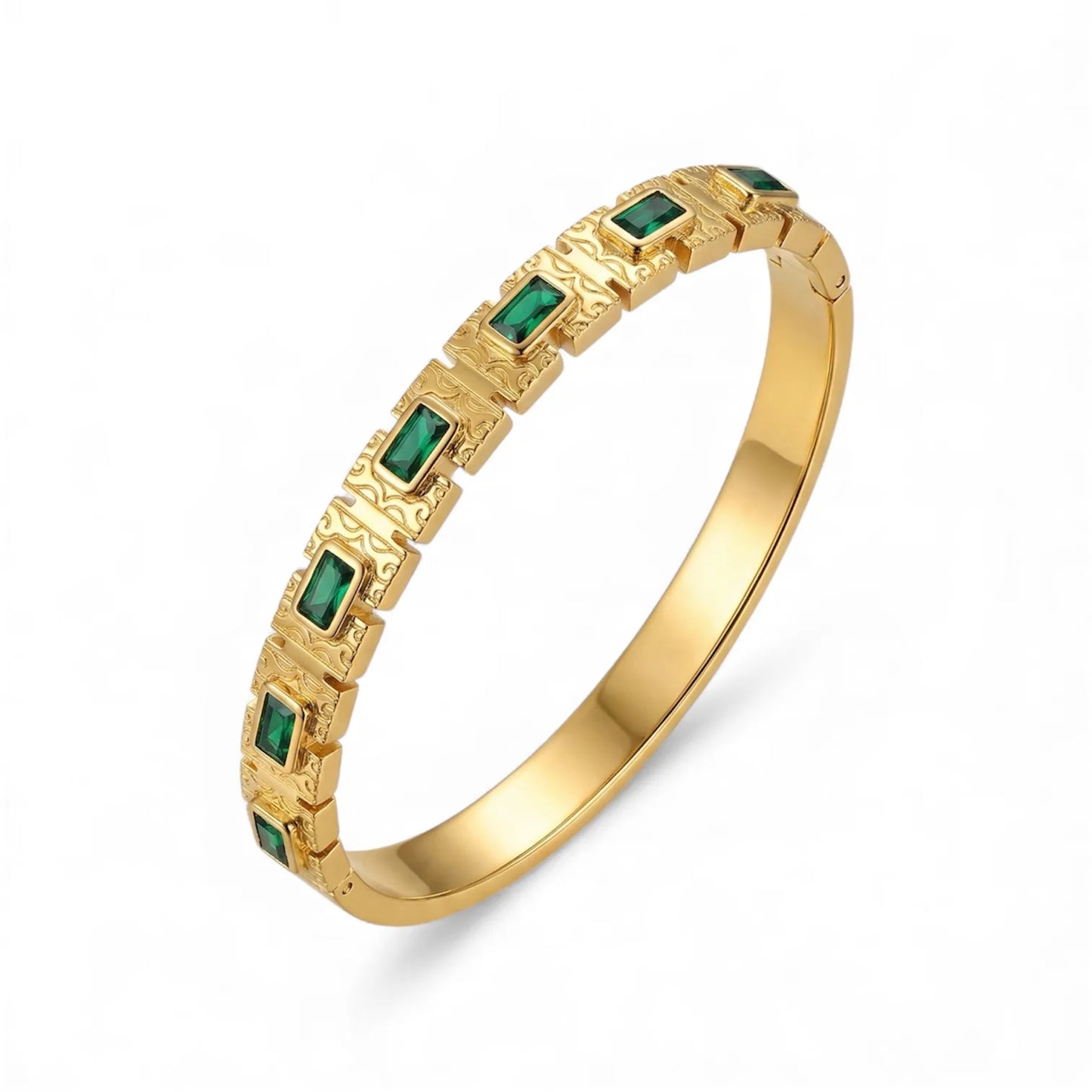 Emerald Regal Engraved Bangle