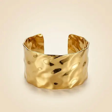 Bold Hammered Gold Bracelet Cuff