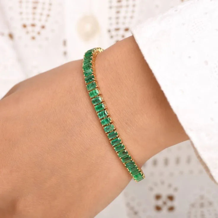 Classic Green Tennis Bracelet with Zircon Stones