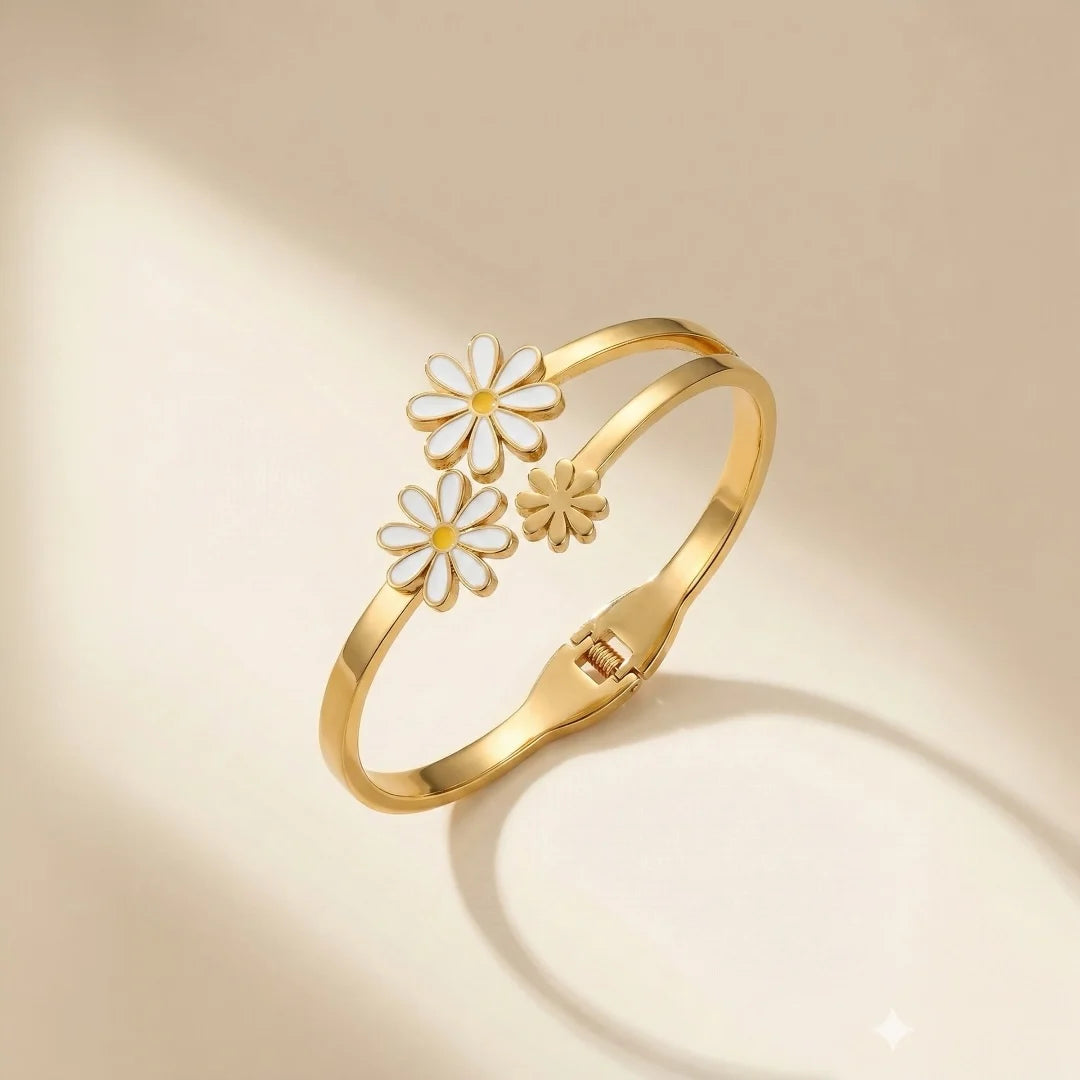 Floral Daisy Bangle Bracelet