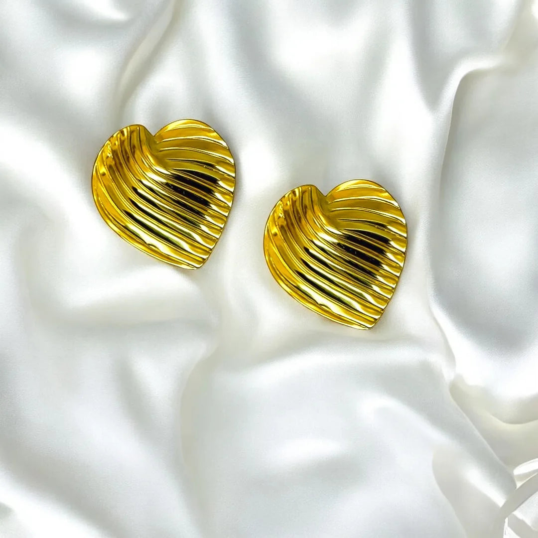 18K Gold Plated Anti-Tarnish Heart Studs