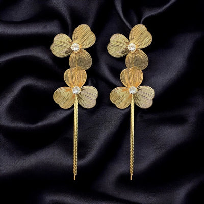 Golden Floral Tassel Earrings – Anti-Tarnish & Waterproof