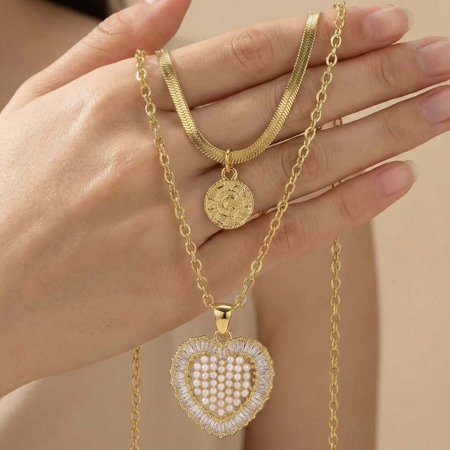 18KT Gold Plated Heart of Royalty Layered Necklace