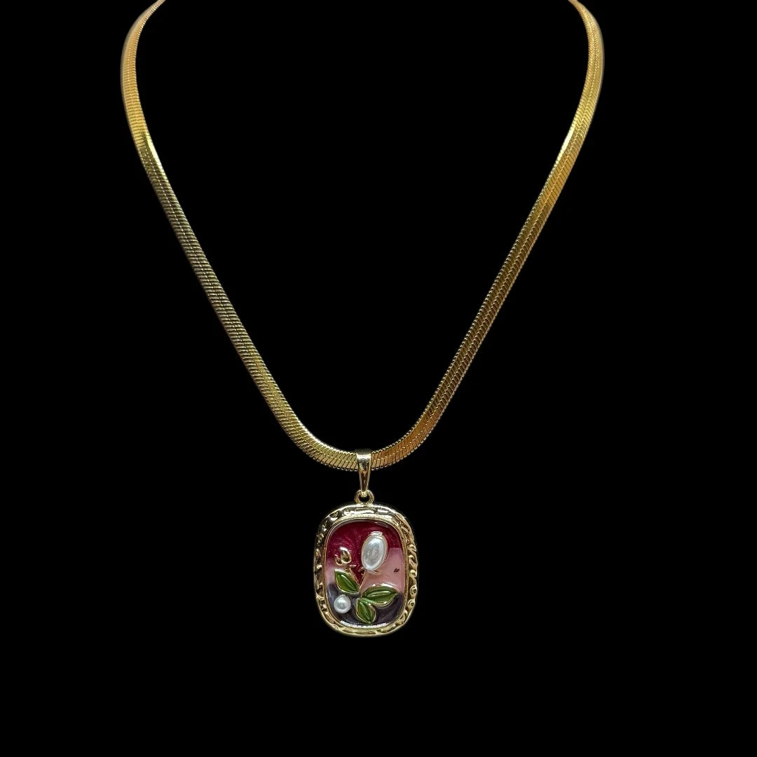 Blossom Charm Enamel Pendant Necklace