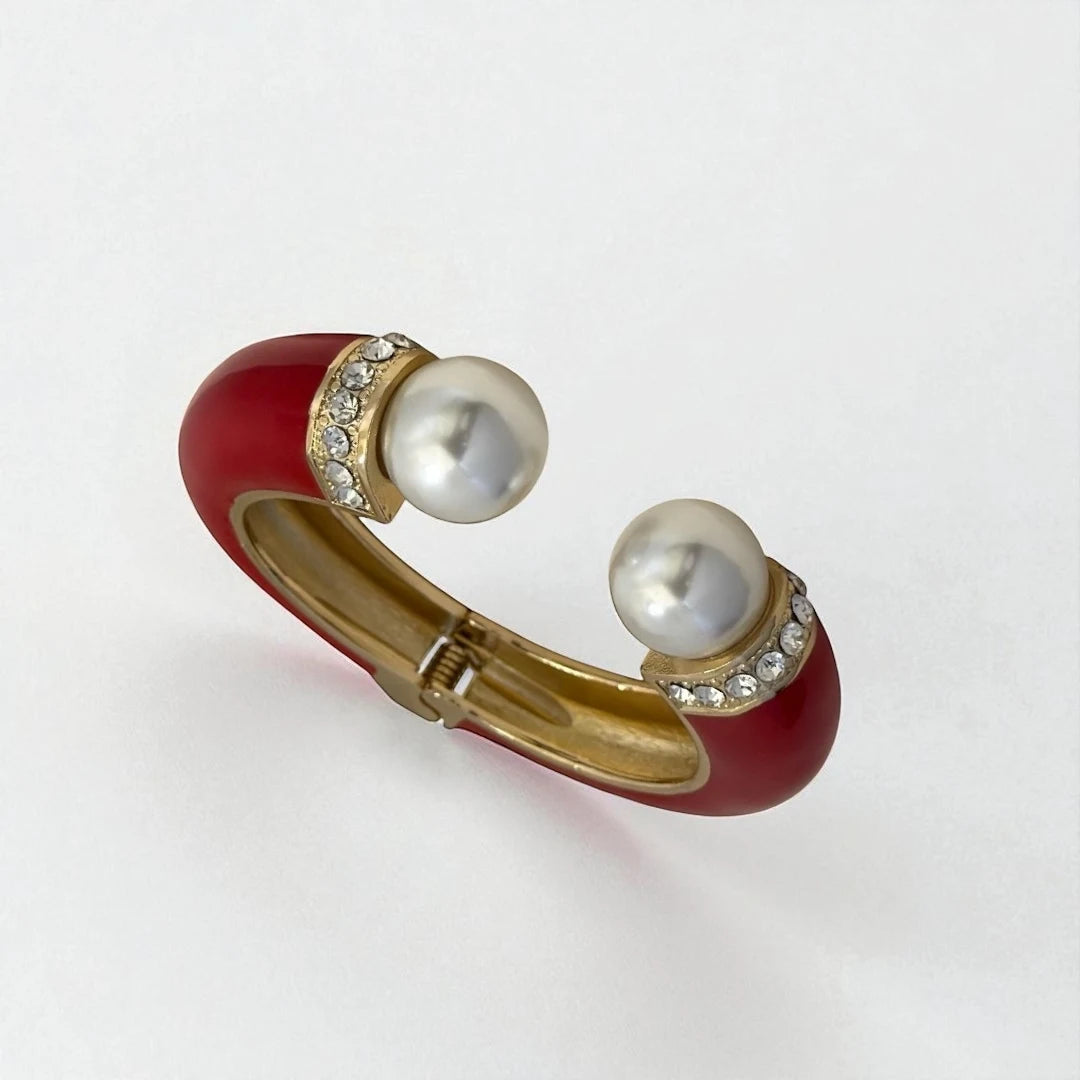 18KT Gold Plated Red Elegance Enamel Cuff