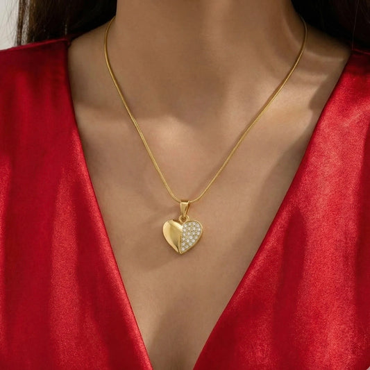 18KT Gold Plated Half Spark Heart Luxe Pendant