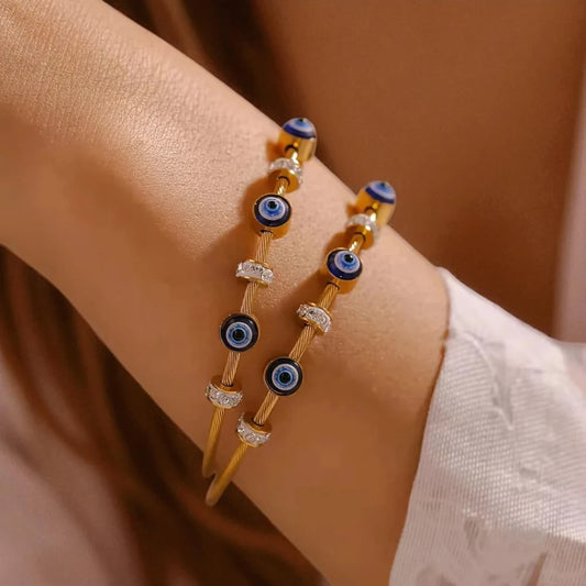 18KT Gold Plated Evil Eye Cable Bracelet