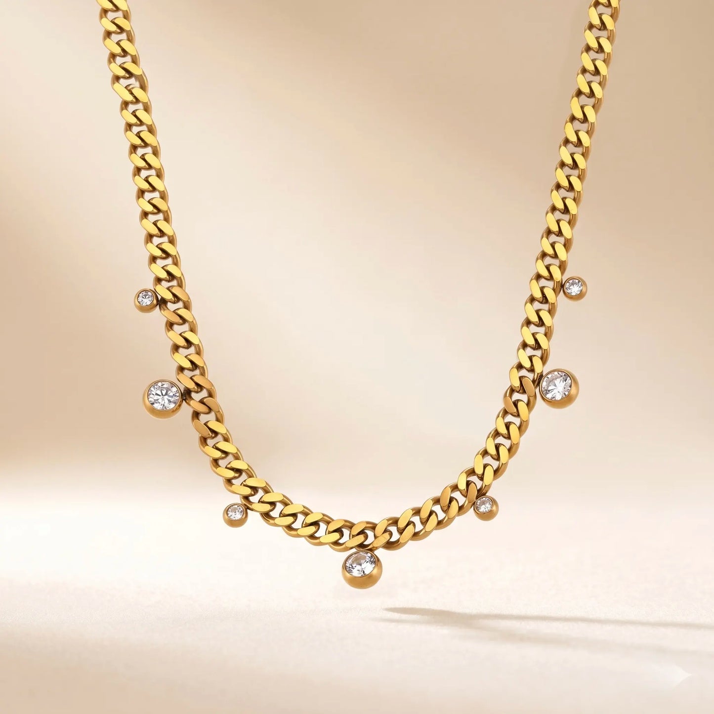18Kt Gold Plated Crystal Drop Statement Necklace