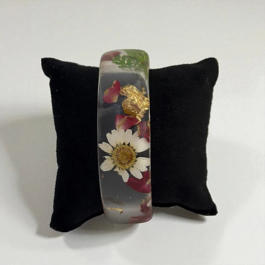 18KT Gold Plated Bloom Babe Floral Resin Statement