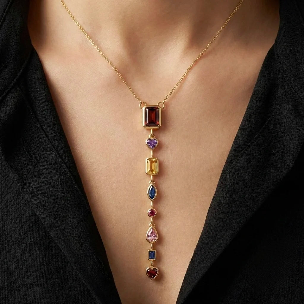 18Kt Gold Plated Luxe Bar Drop Charm Necklace
