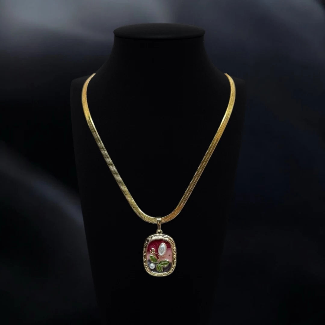 Blossom Charm Enamel Pendant Necklace