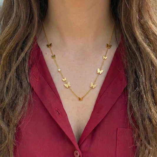 18Kt Gold Plated Dainty Butterfly Drop Necklace