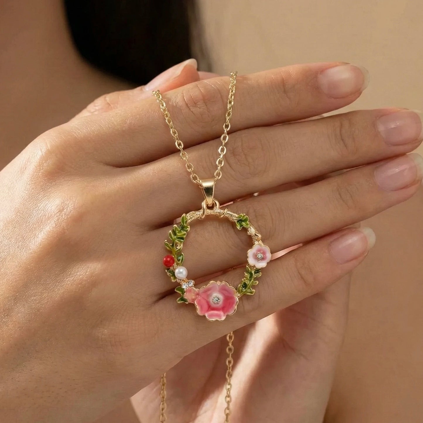 18KT Gold Plated Spring Bloom Floral Necklace Set