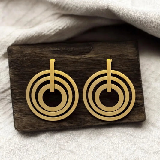 18KT Gold Plated Bold Geometric Circle Earrings