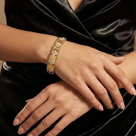 18KT Gold Plated Antique Luxe Floral Kada