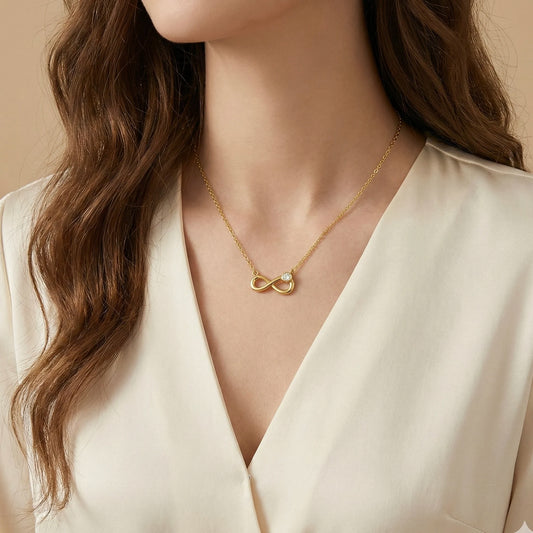 18Kt Gold Plated Infinity Pendant & Nail Bracelet Set