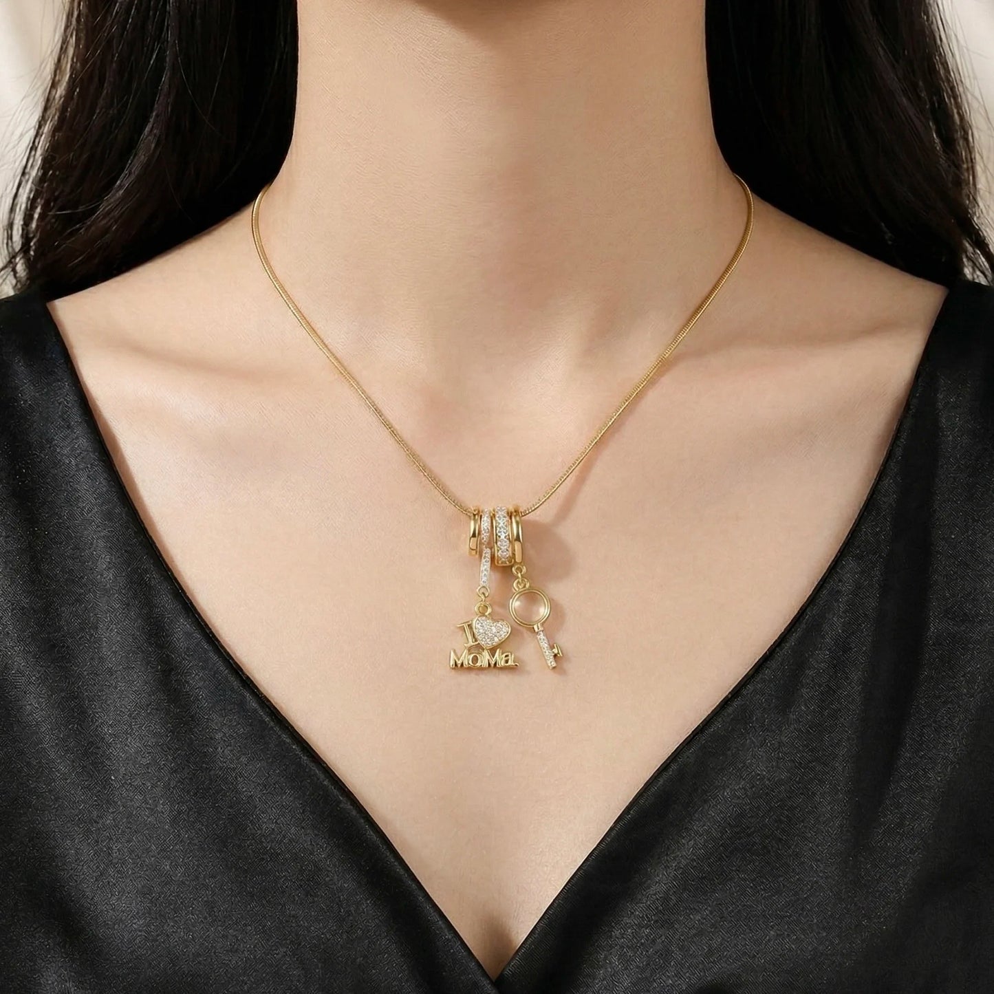18Kt Gold Plated Love for Mom Charm Necklace