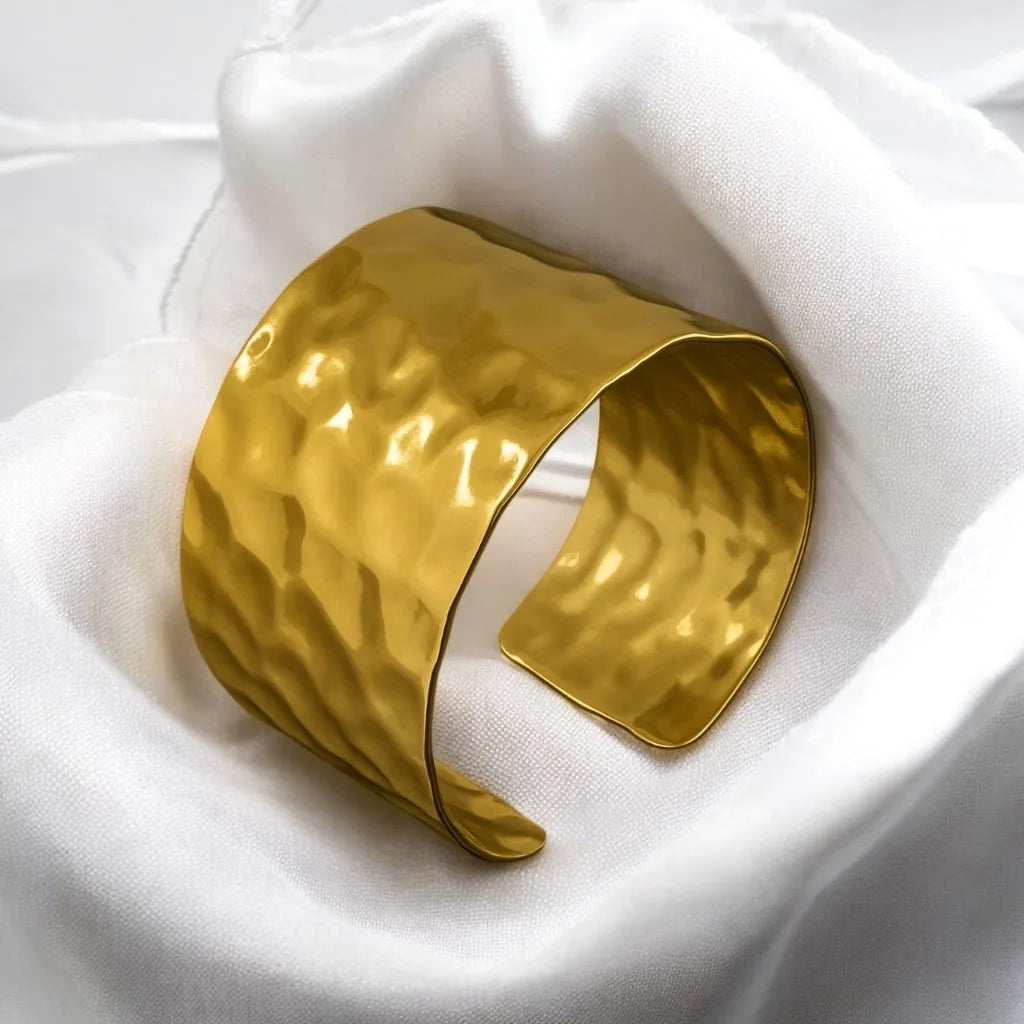 Bold Hammered Gold Bracelet Cuff