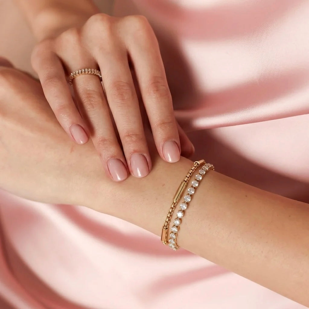 18Kt Gold Plated Double Layer Tennis Bracelet