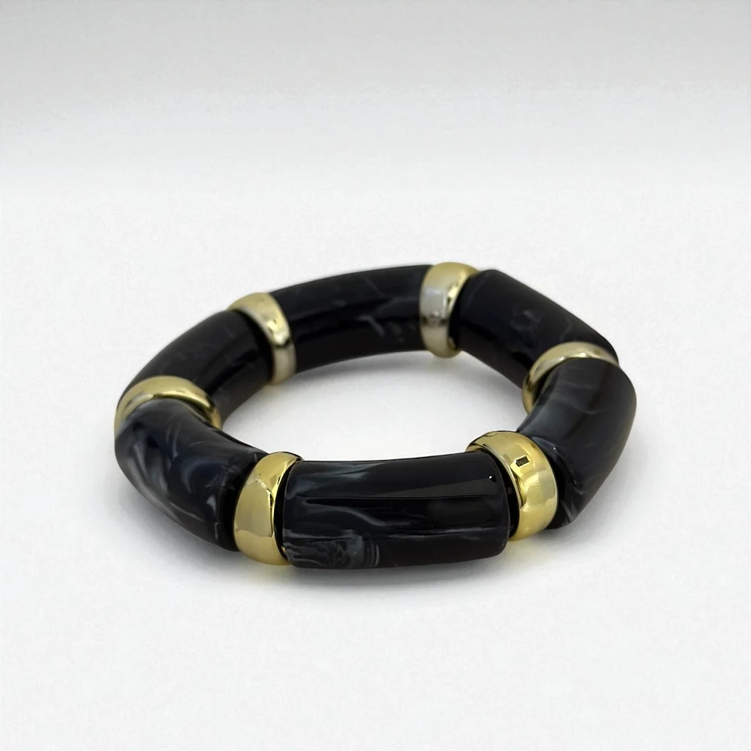 18KT Gold Plated Midnight Chunky Resin Bracelet