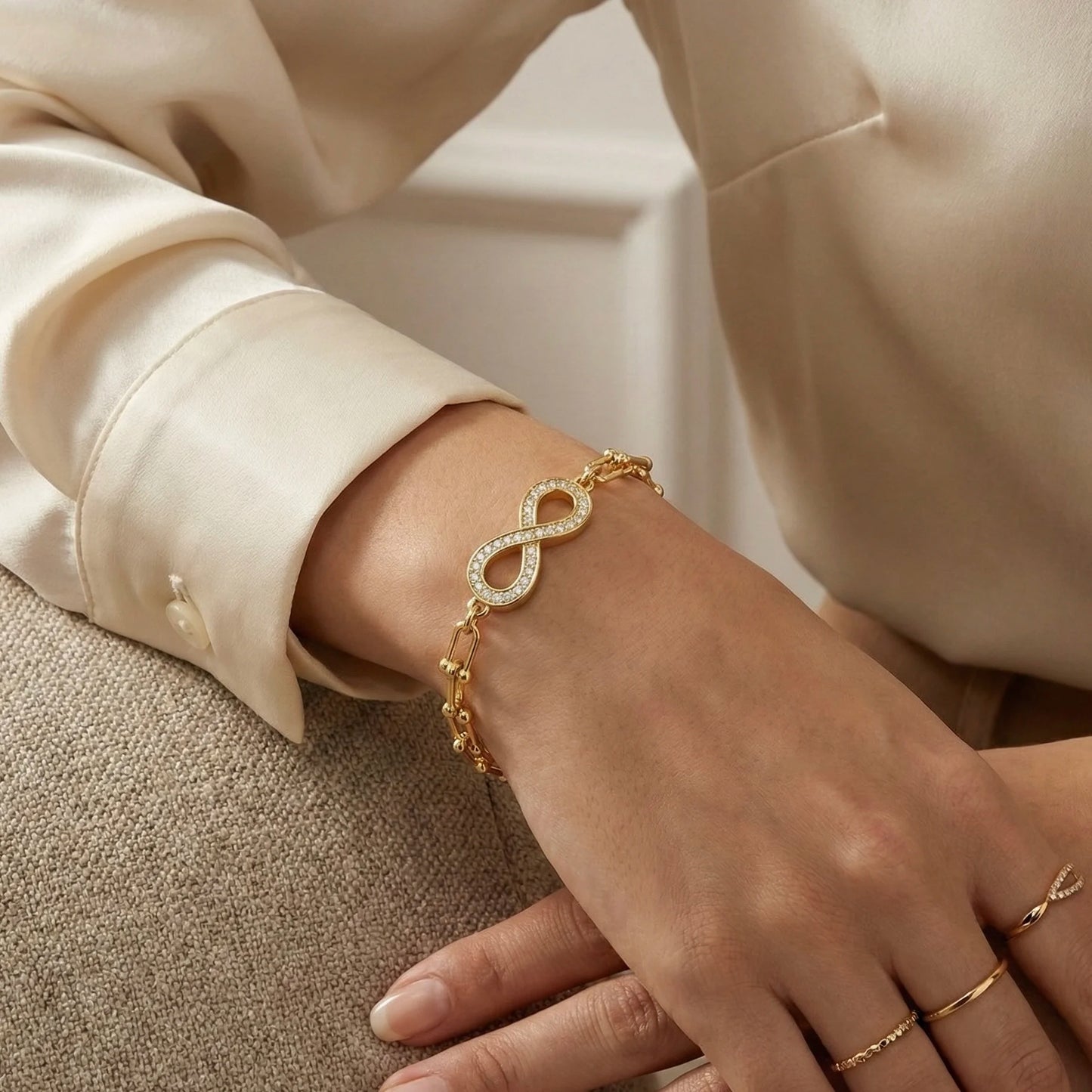 18KT Gold Plated Forever Yours Infinity Bracelet