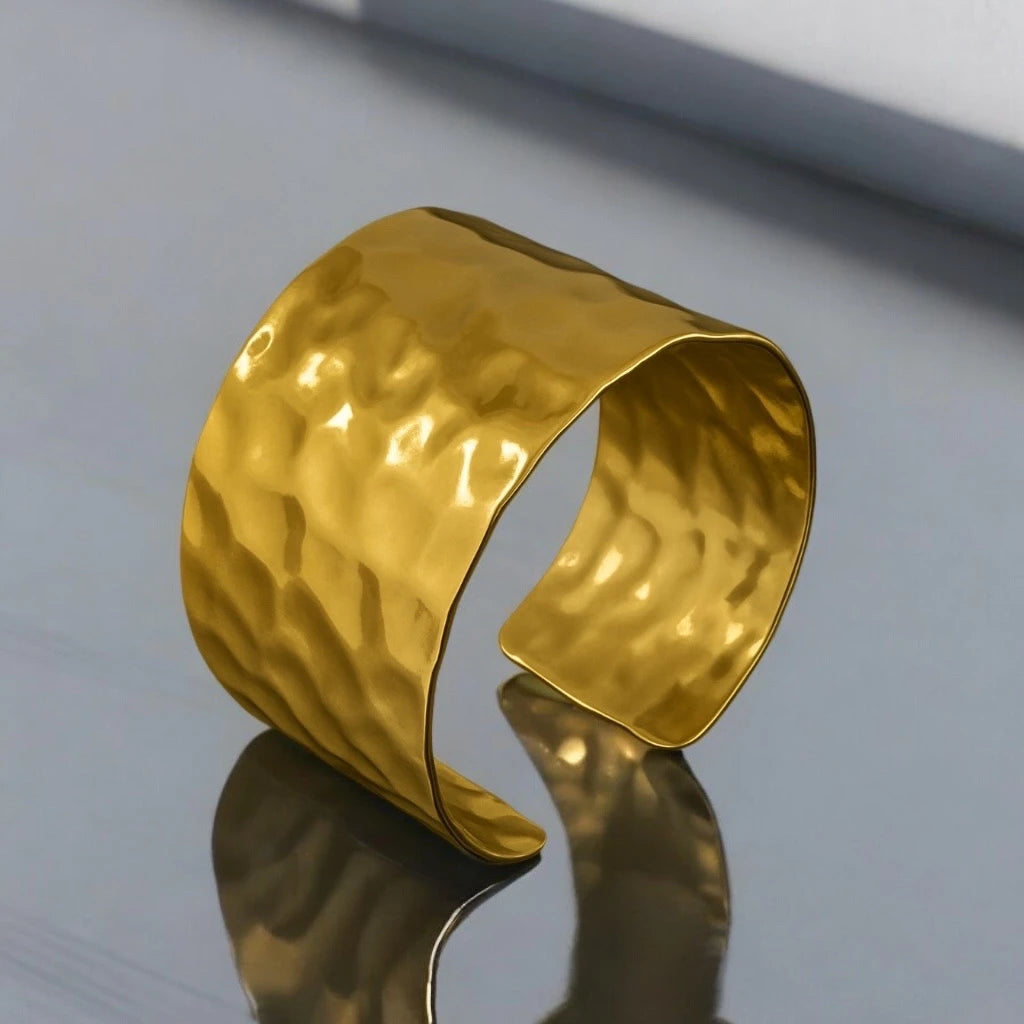 Bold Hammered Gold Bracelet Cuff