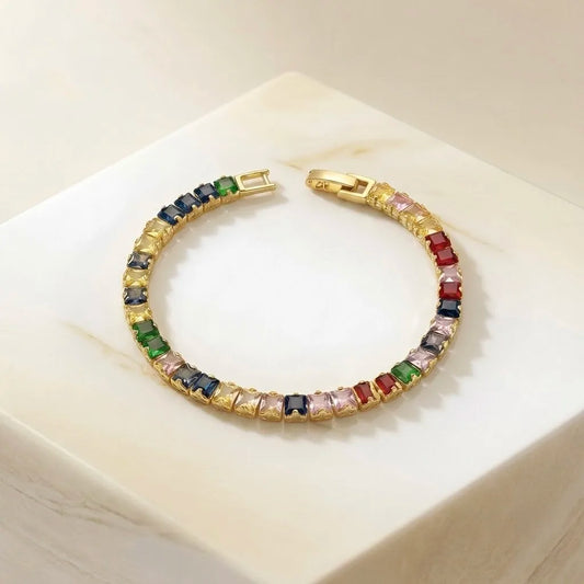 18Kt Gold Plated Rainbow Tennis Bracelet