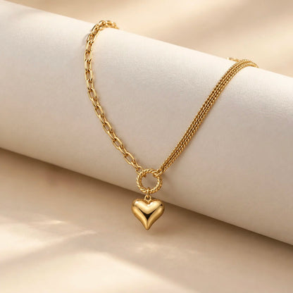 18Kt Gold Plated Heart Pendant Layered Necklace