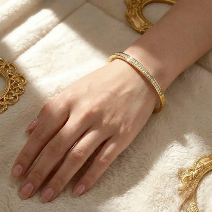 18Kt Gold Plated Cubic Zirconia Open Bangle