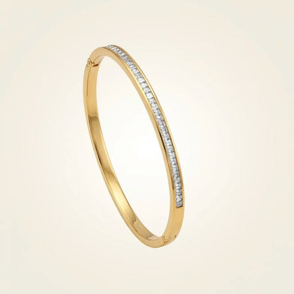 18Kt Gold Plated Cubic Zirconia Open Bangle