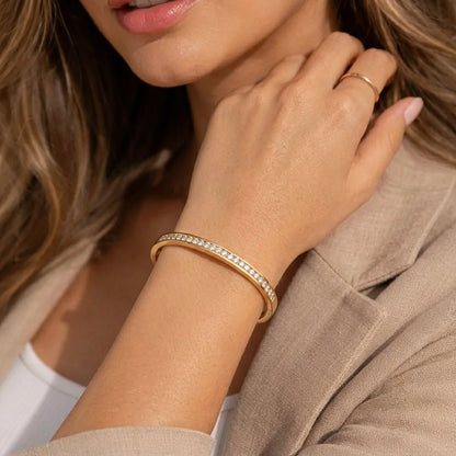 18Kt Gold Plated Cubic Zirconia Open Bangle