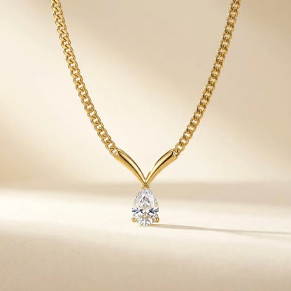 18Kt Gold Plated Teardrop Crystal Pendant Necklace